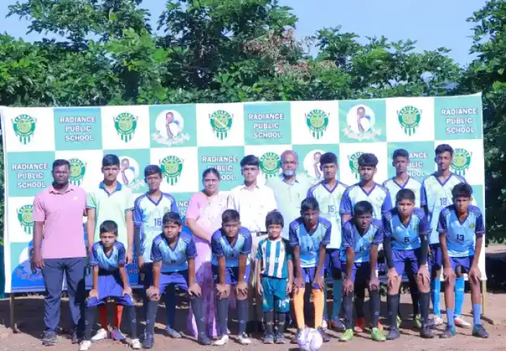 Musthafa Memorial Trophy district-level inter-school football tournament at Radiance Public School