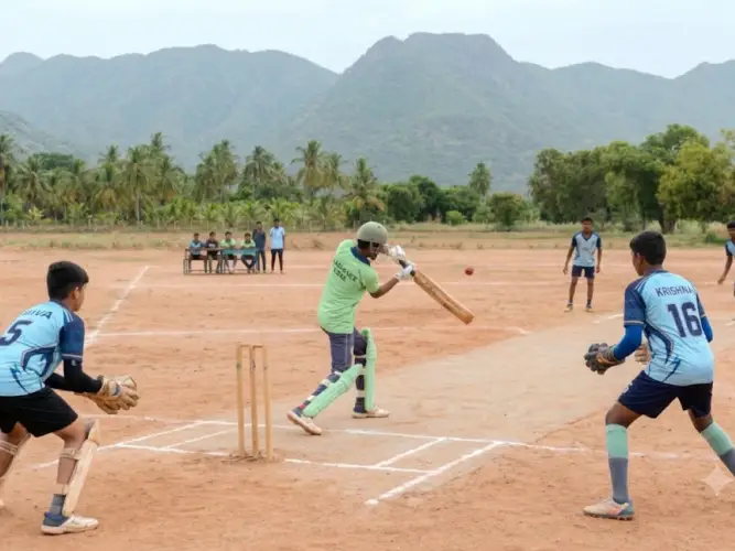 Students playing cricket at Radiance Public School Dindigul