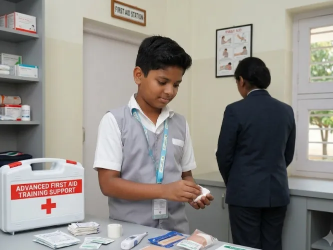 First aid support facilities at Radiance Public School Dindigul