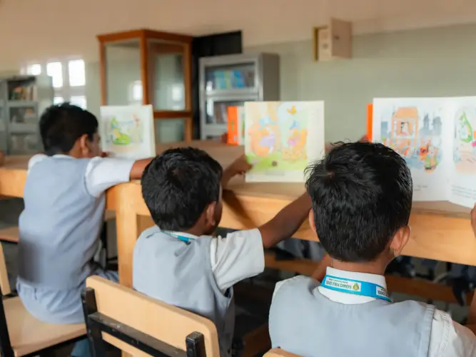 Modern library with learning resources at Radiance Public School Dindigul
