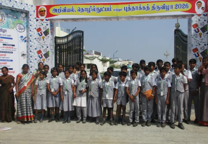 Students presenting science projects at Radiance Public School Dindigul